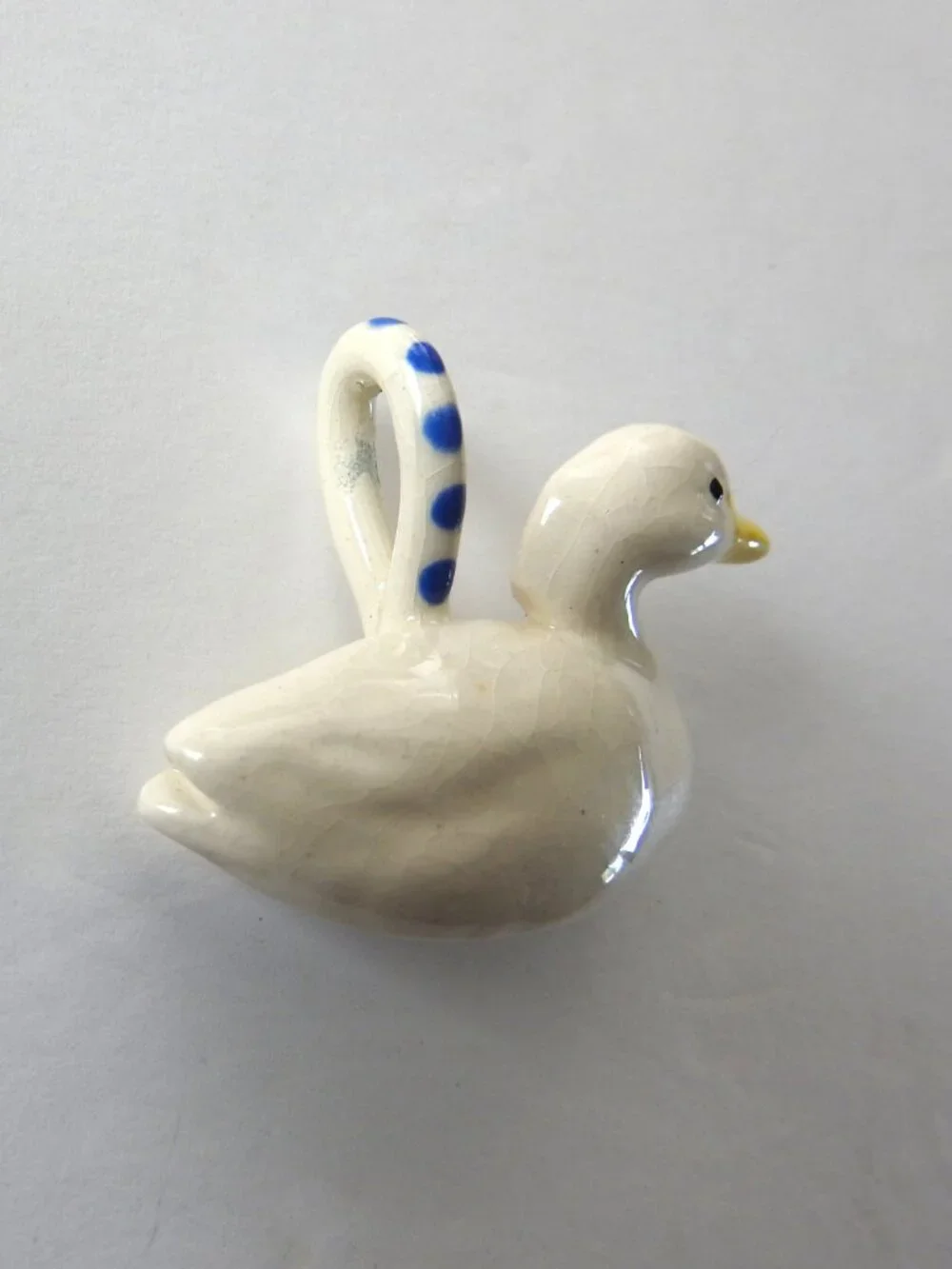 Vintage Original Parrot Pearls Hand Painted Ceramic Duck Pendant Charm